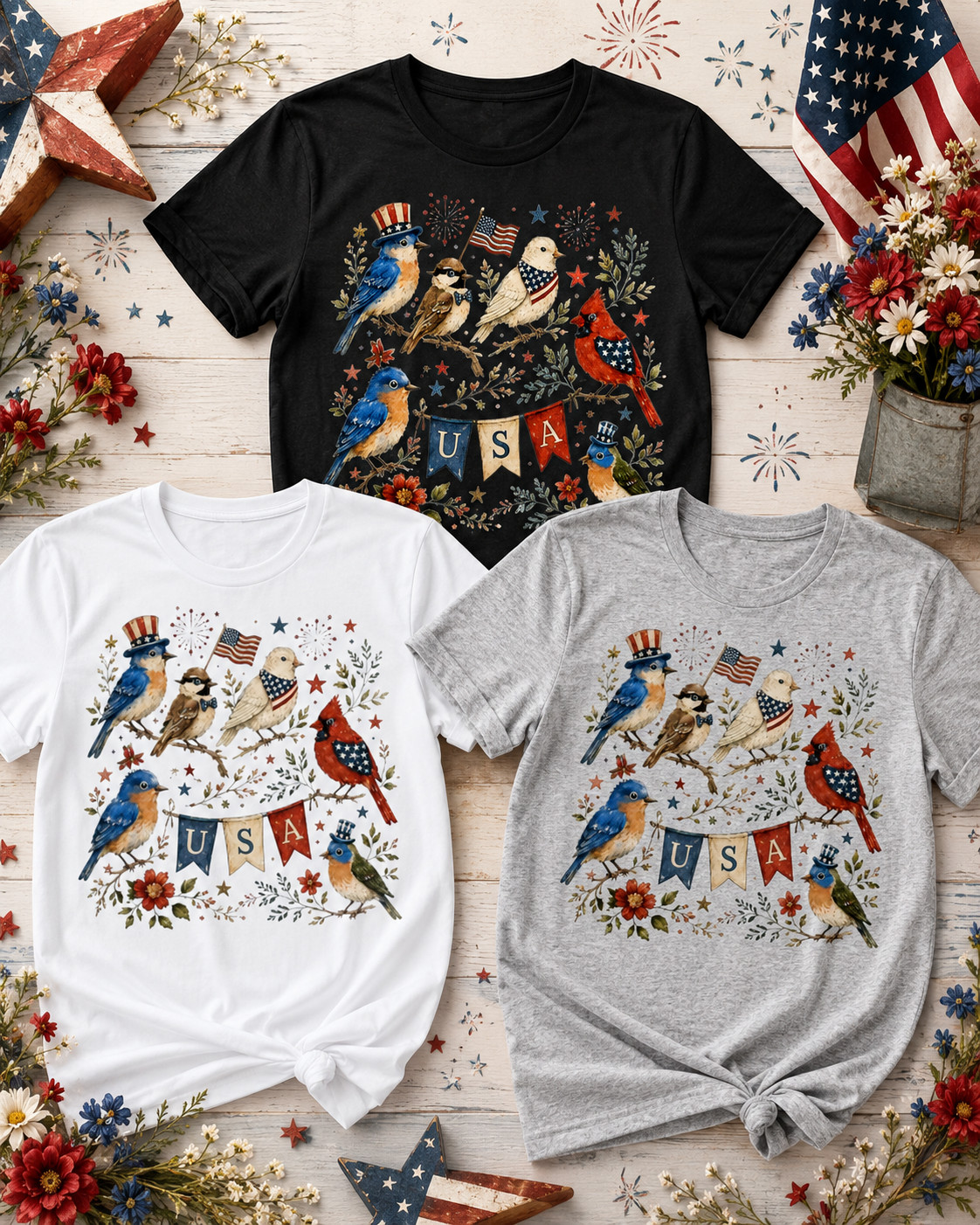 Bird 4th July T-Shirt USA 250th Anniversary
