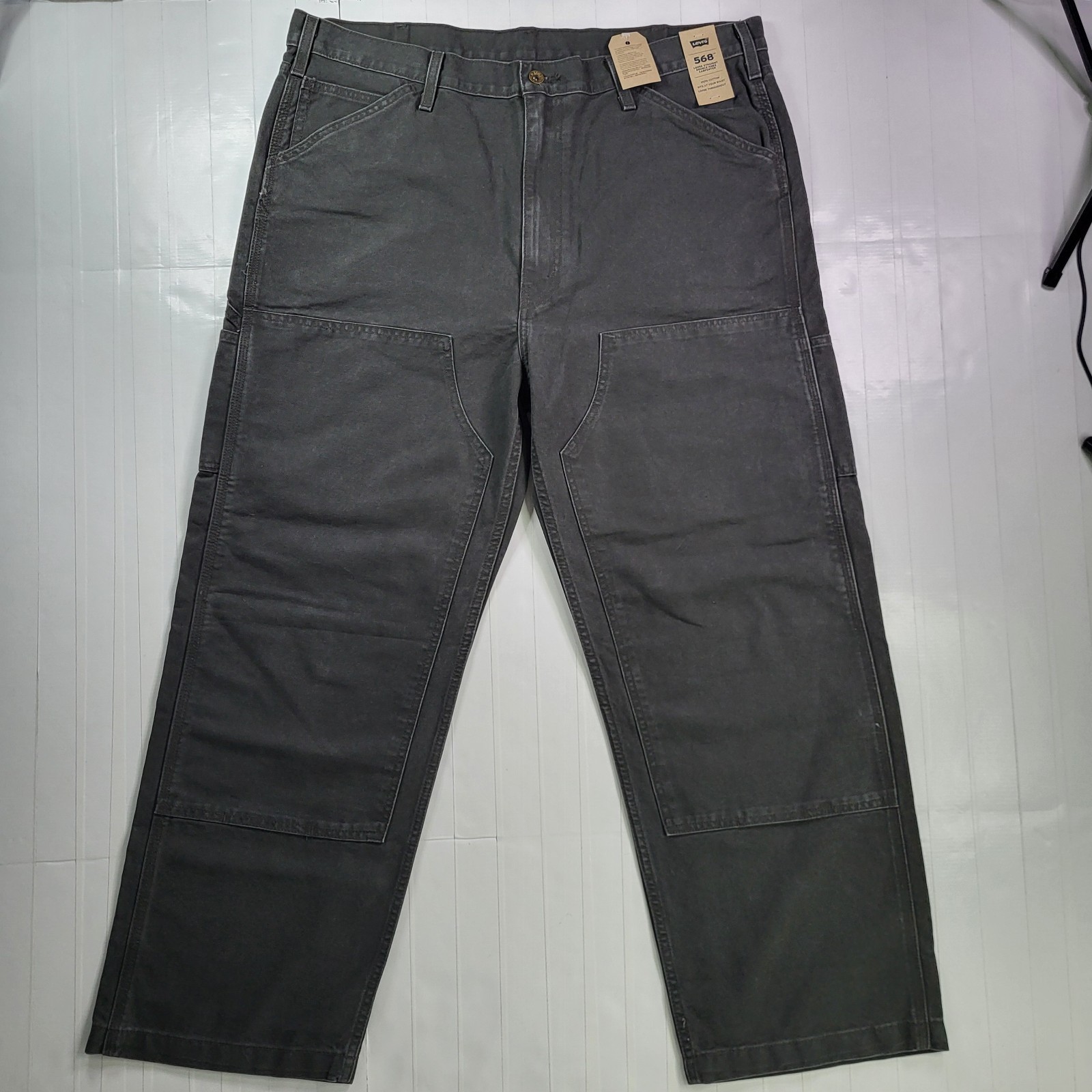 Levis 568 Double Knee Jeans 40×30 Carpenter Utility Loose Straight Men’s Black