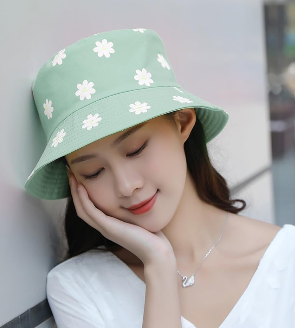 Unisex Bucket Hat Beach Sun Hat Aesthetic Fishing Hat for Men Women Teens, Rever