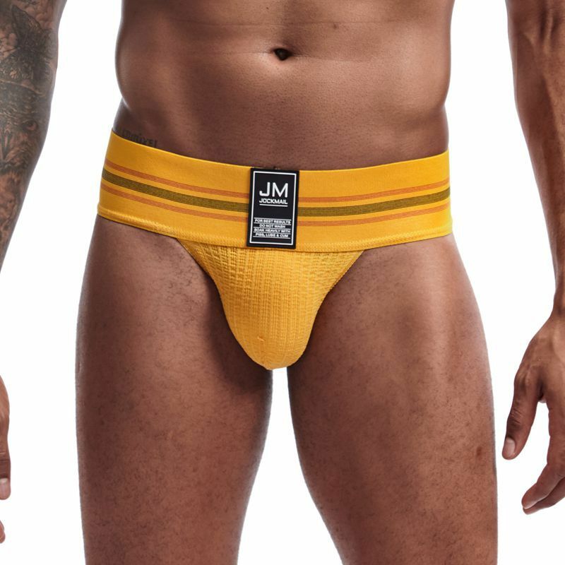 JOCKMAIL Mens Wide Belt Jockstrap Sexy Sports Cotton Briefs Thongs Underwear