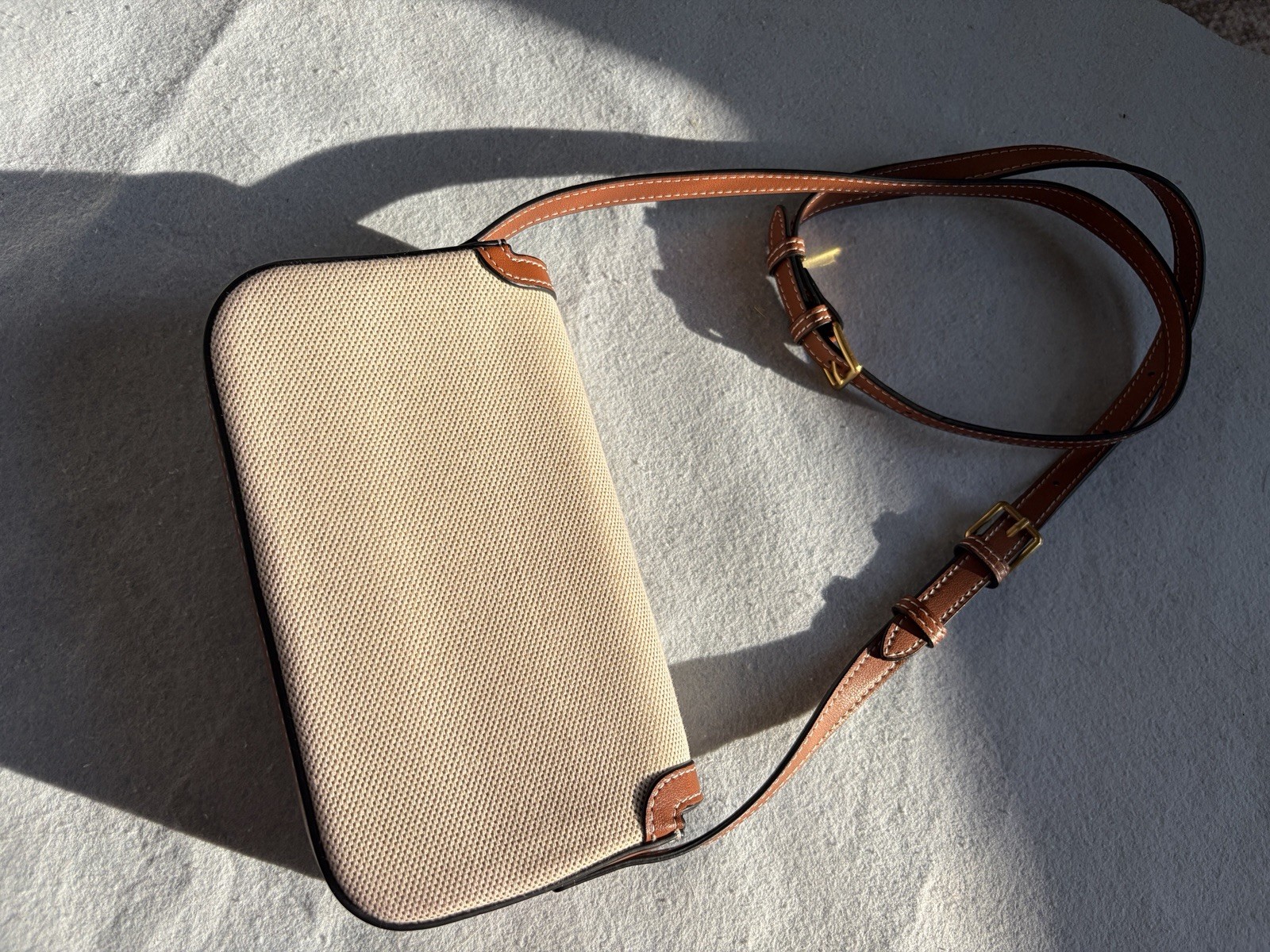 CELINE Macadam Crossbody Shoulder Bag Brown PVC & Leather Made in Italy