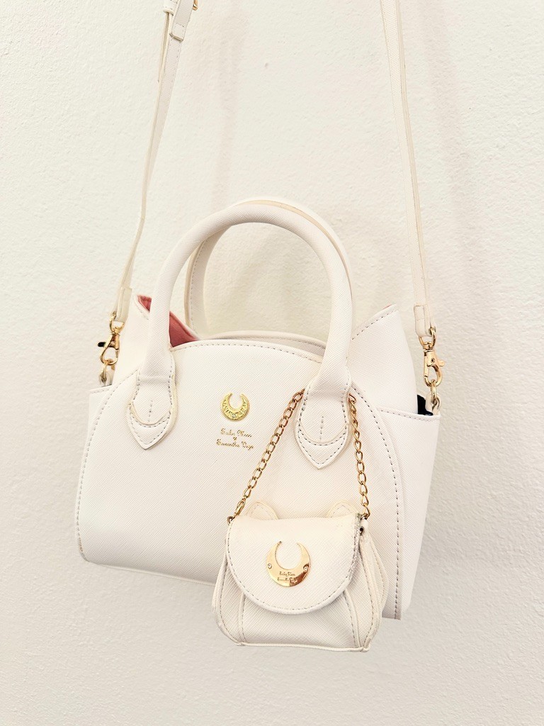 Sailor Moon Samantha Vega White Cat Handbag Leather Purse Crossbody Shoulder Bag