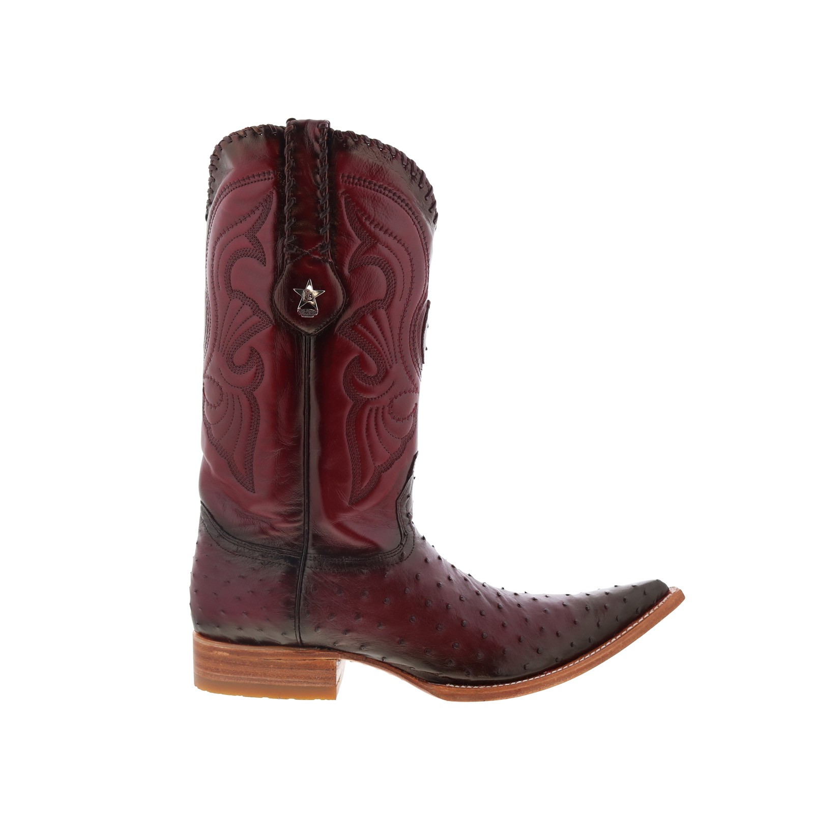 Los Altos Ostrich Boots XXX-Toe Mens Burgundy Wide Cowboy Western Boots