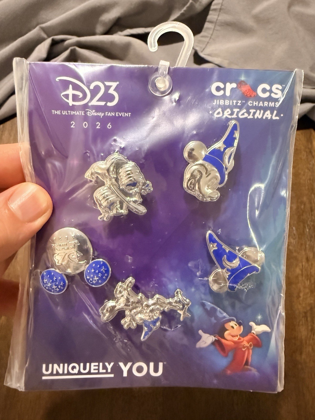 Crocs Jibbitz Disney Sorcerer Mickey D23 Silver Blue Metal Shoe Charm Set