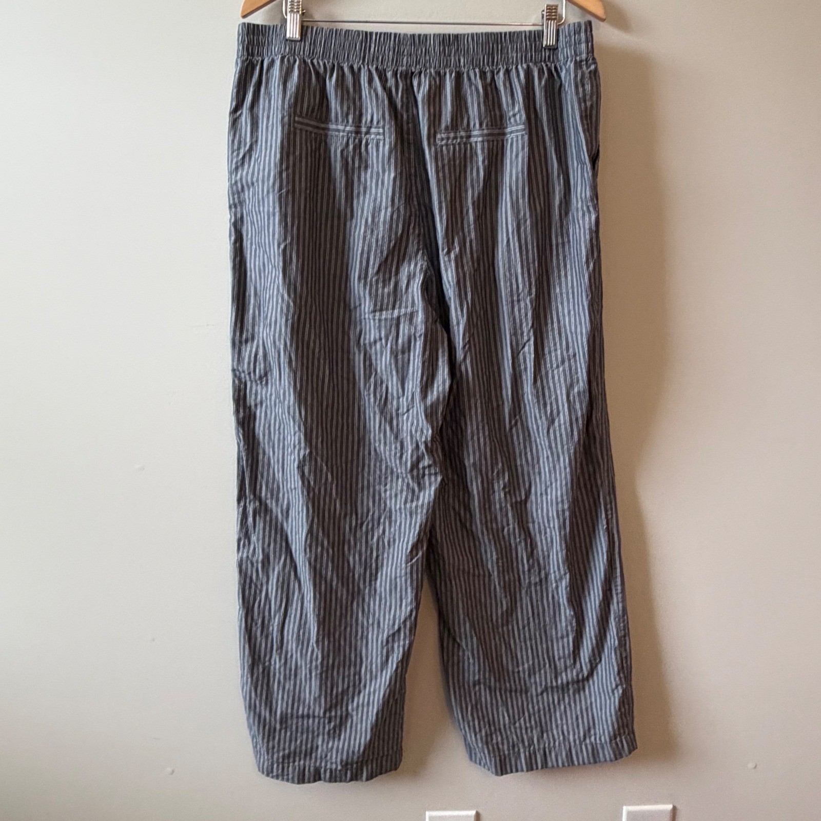 Cotton On Blue White Pinstripe Relaxed Straight Leg Cotton Pants Womens 12 US