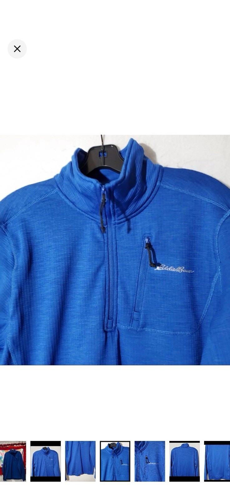 Eddie Bauer Men’s XL Blue 1/4 Zip Fleece Pullover Mock Neck w/ Pockets