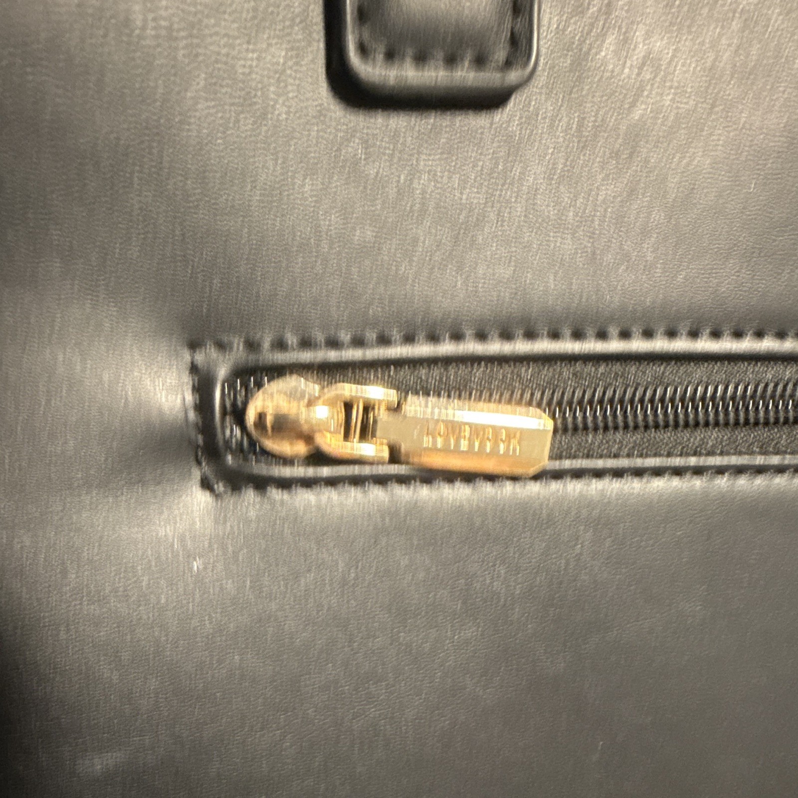 LOVEVOOK Black Large laptop Bag Zip Closure, Detachable Strap, Gold Hardware