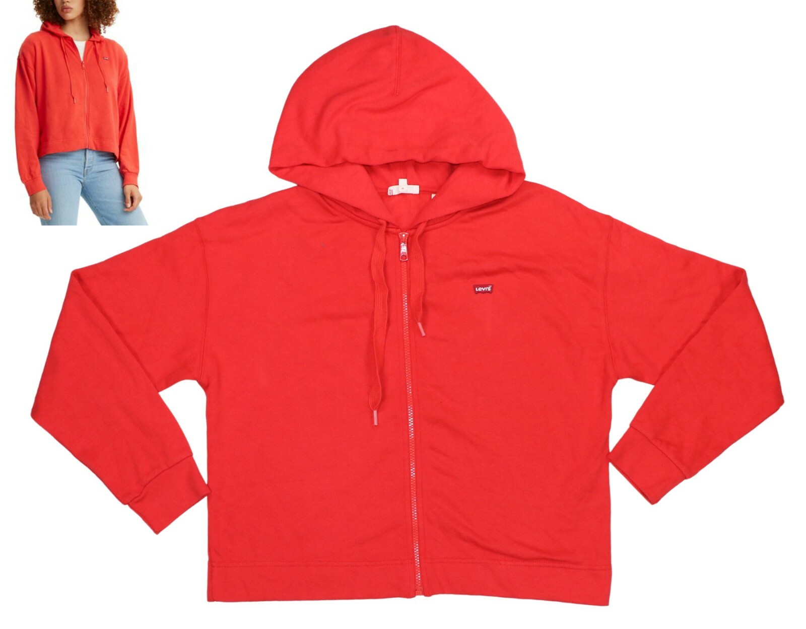 Levi’s Full Zip Fleece Solid Color Women’s Drawstring Hoodie Sweatshirt NWT