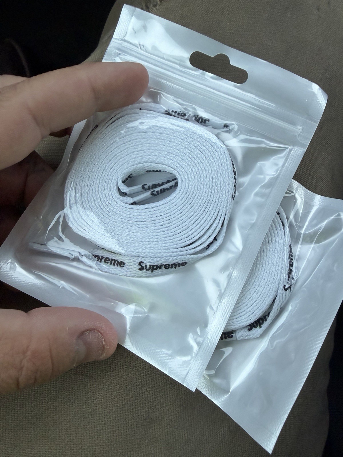 Supreme Shoes Laces White/Black Lettering 1 Pair Brand New