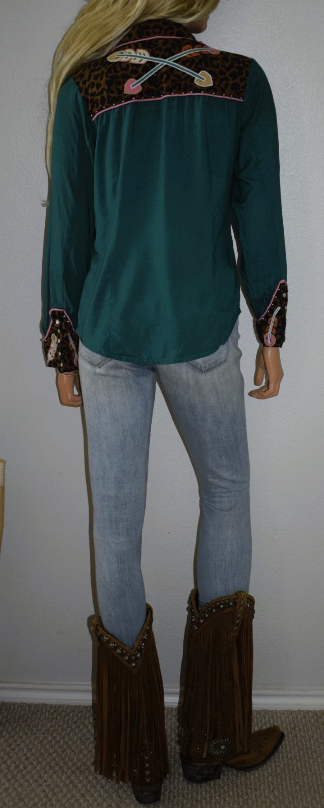 DOUBLE D RANCH Cheetah Feather Shirt X Small