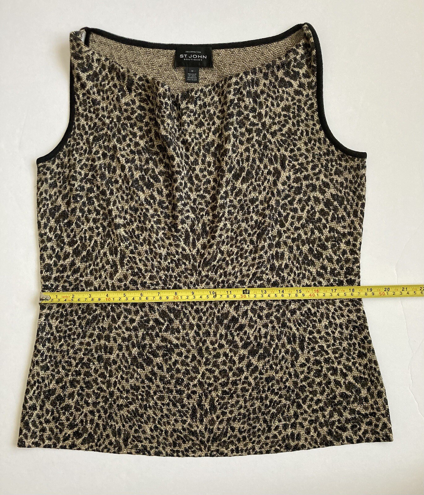 ST. JOHN Boutiques Animal Print Gold Metallic Knitted Tank Top Women’s Size M