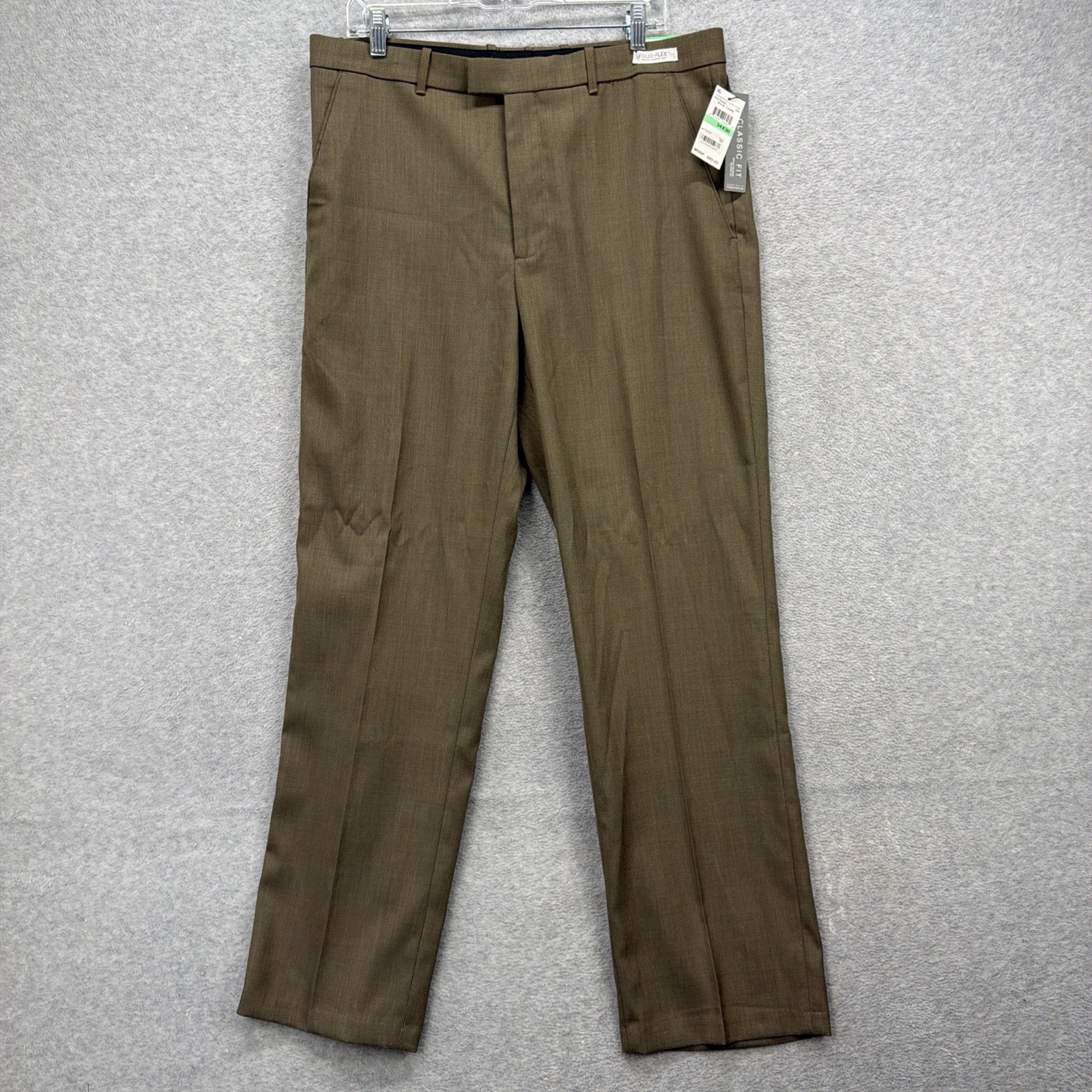 Perry Ellis Pants Mens 34×40 Taupe Travel Luxe Folio Flex Dress Slacks Classic