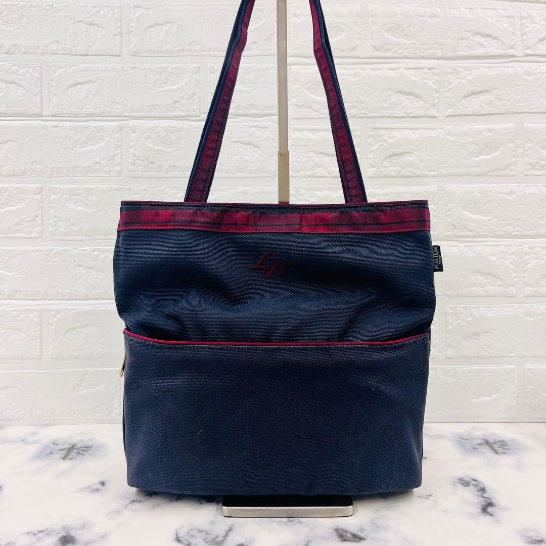 Porter Tote Shoulder 2WAY Reversible Navy Check