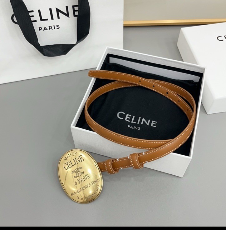 Women’s Celine Brown Leather Belt (W: 13mm/0.51in; 110 Cm