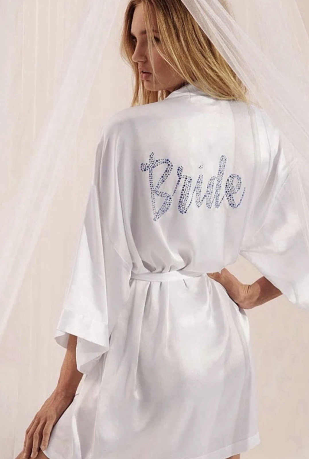 Victoria’s Secret Elegant Satin Bride Dream Angels Wedding Robe White