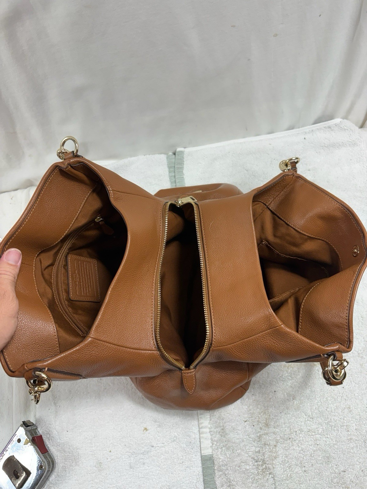 Coach Madison Phoebe 26224 Brown Pebbled Leather Hobo Shoulder Bag Purse