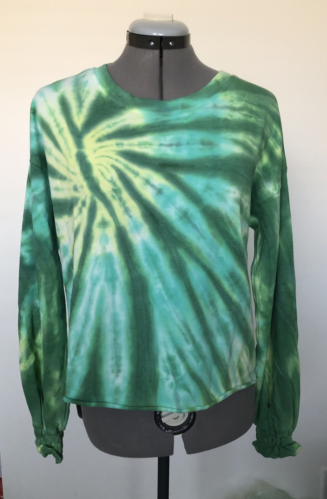 SCOOP Smocked Cuff Lightweight Sweatshirt Size large 12-14 Womens Tie Dye New