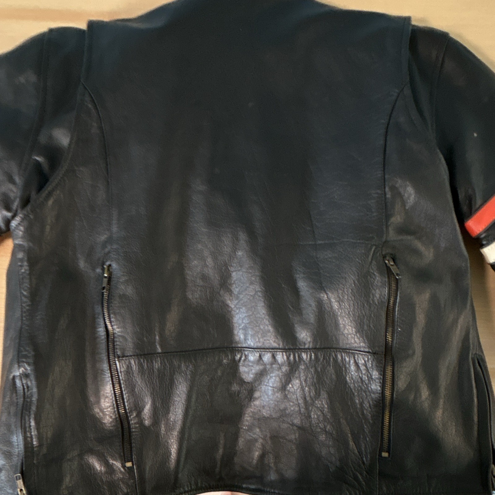 Unik Men’s Black Leather Biker Jacket Zip Closure, Short Length, Size M