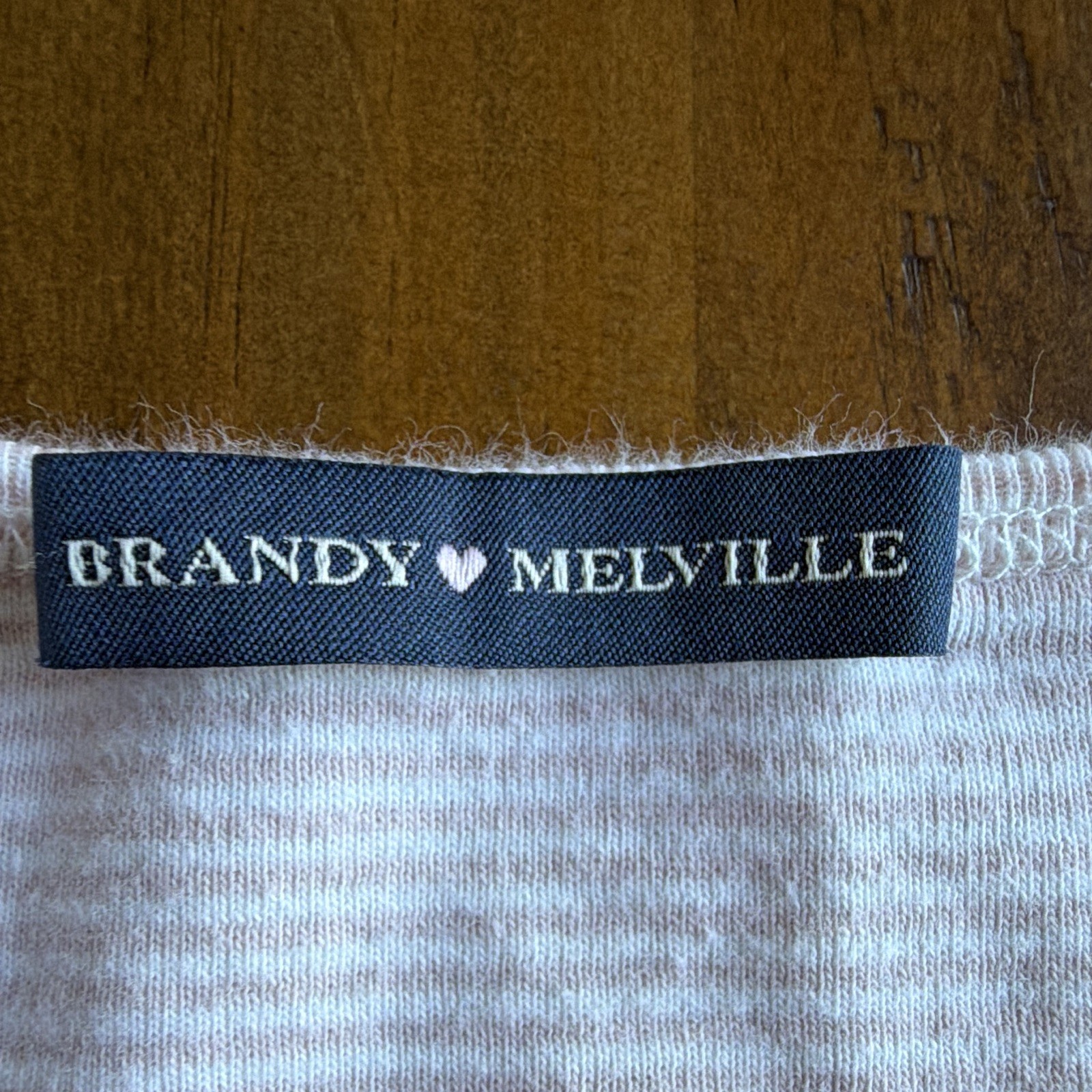 Brandy Melville Pink White Striped Crew Neck Tee One Size