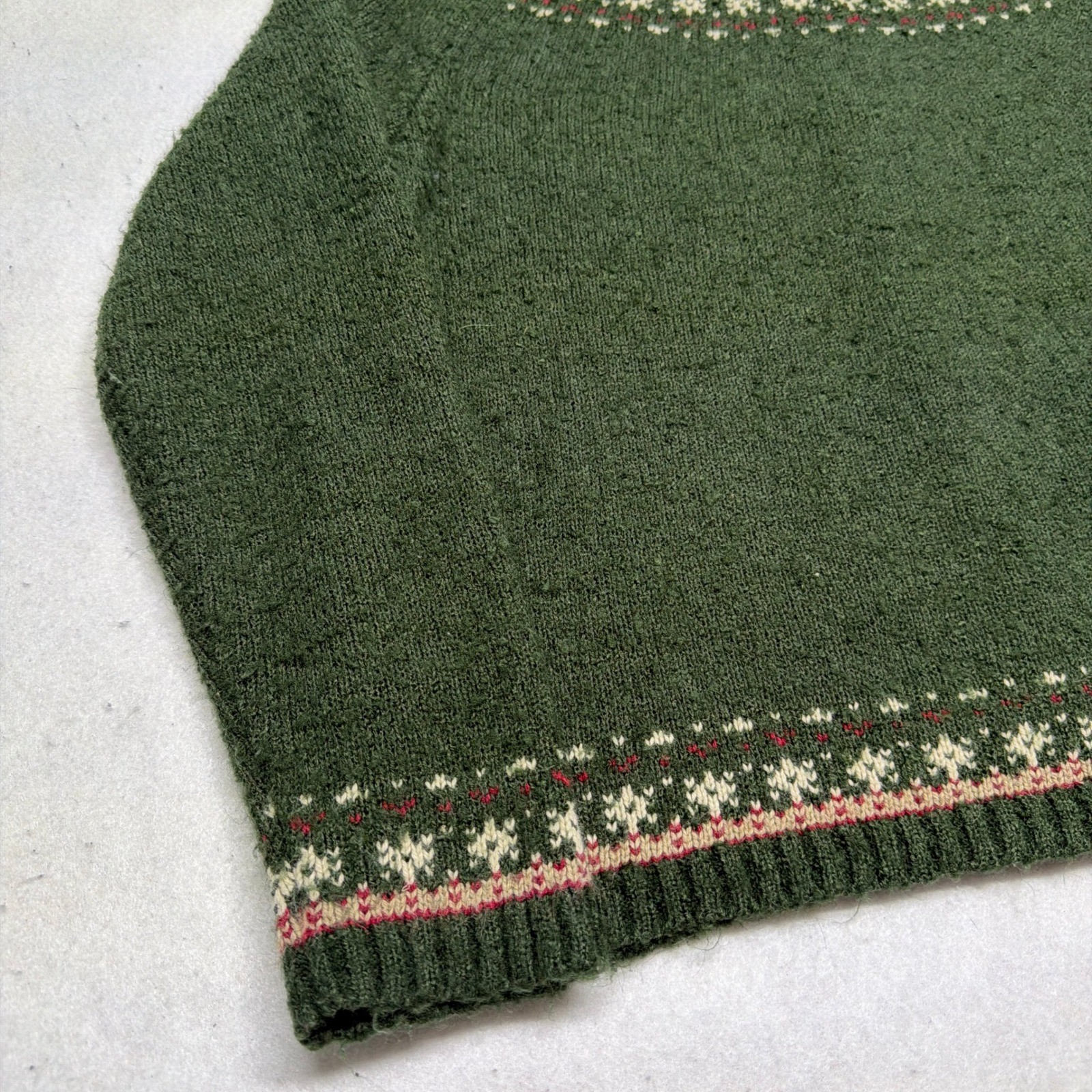 Vintage Croft & Barrow Silk Wool Fair Isle Bird Embroidered Knit Sweater Large
