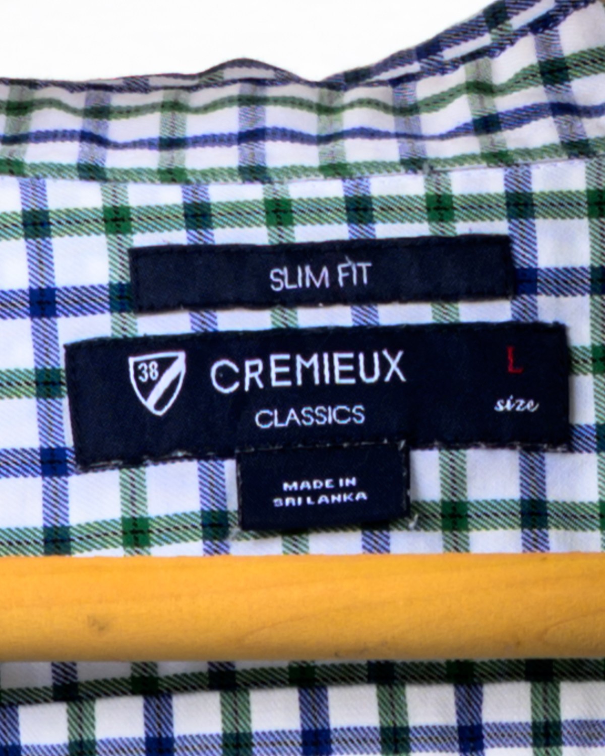 Cremieux Classics Men’s Large Slim Fit Green Blue Check Dress Shirt L 38