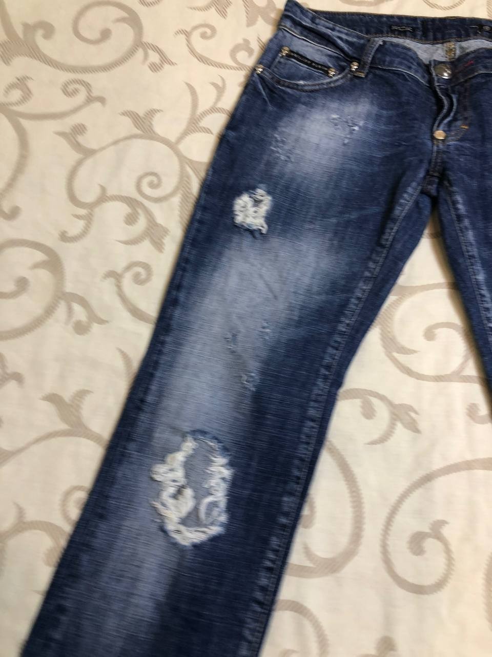 Philipp Plein Jeans 29 Straight Cut Distressed Ripped