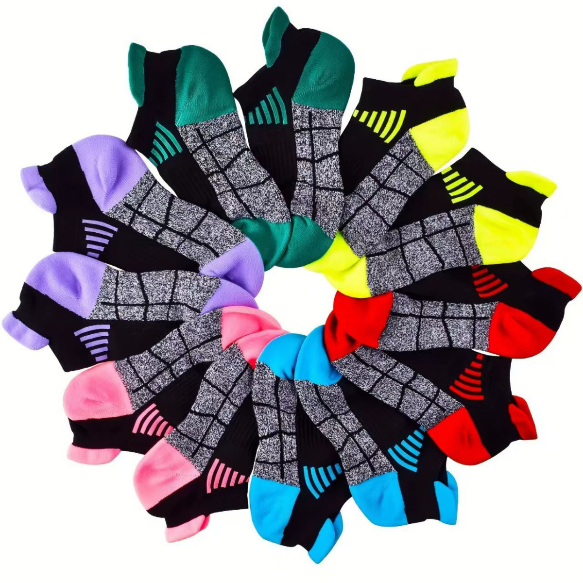 6Pairs Low Cut Cotton Ankle Mesh Solid Classic Athletic Sport Casual Women Socks