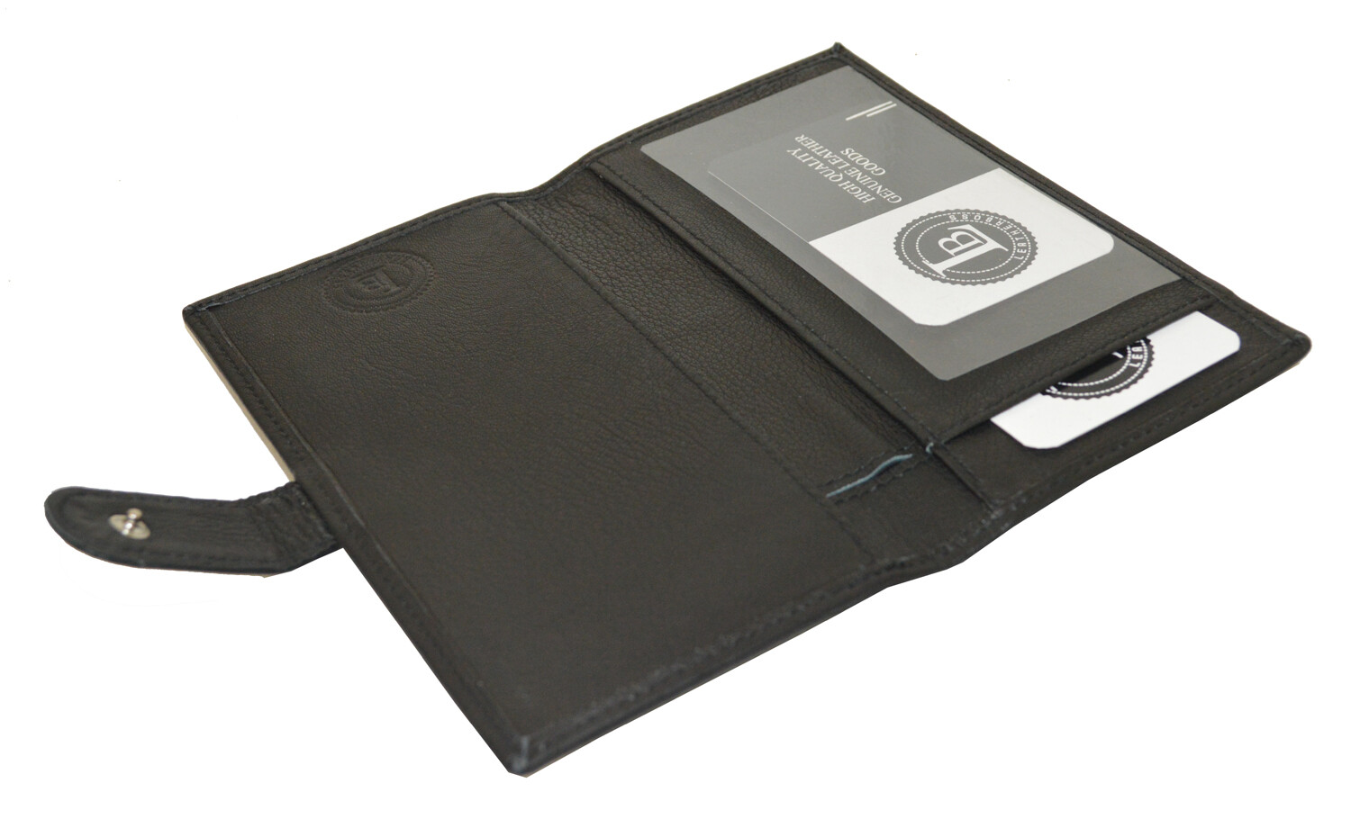 Leatherboss Genuine Leather Checkbook Cover with Snap Closure