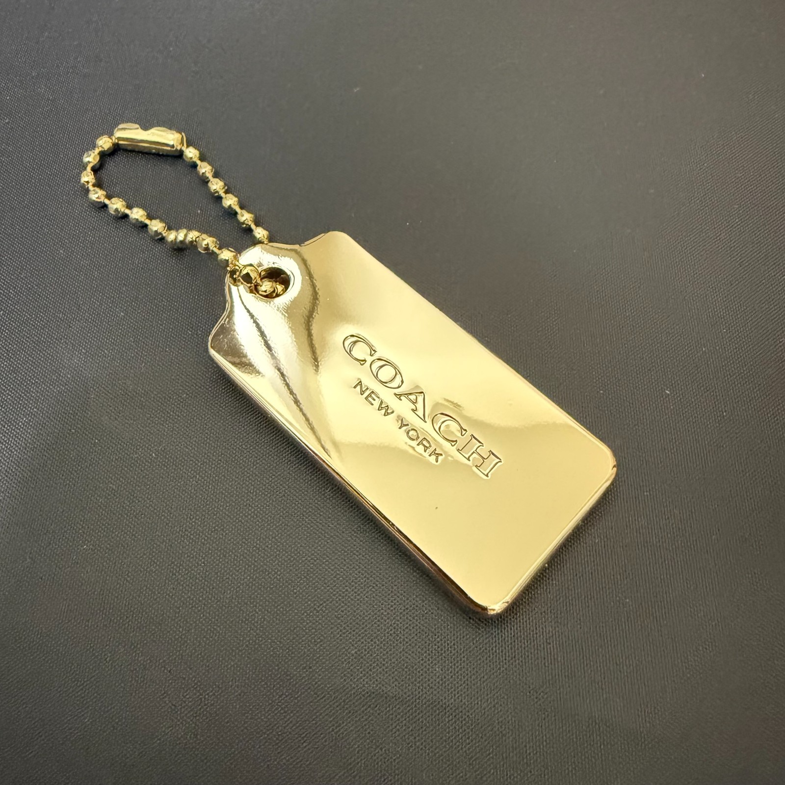 COACH Hang Tag Bag Charm New York Logo Mini Metal Gold From Japan