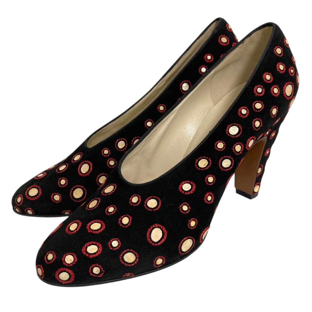 SALVATORE FERRAGAMO ARCHIVES Suede Pumps, Approx. 9.1″”, Black Women USED