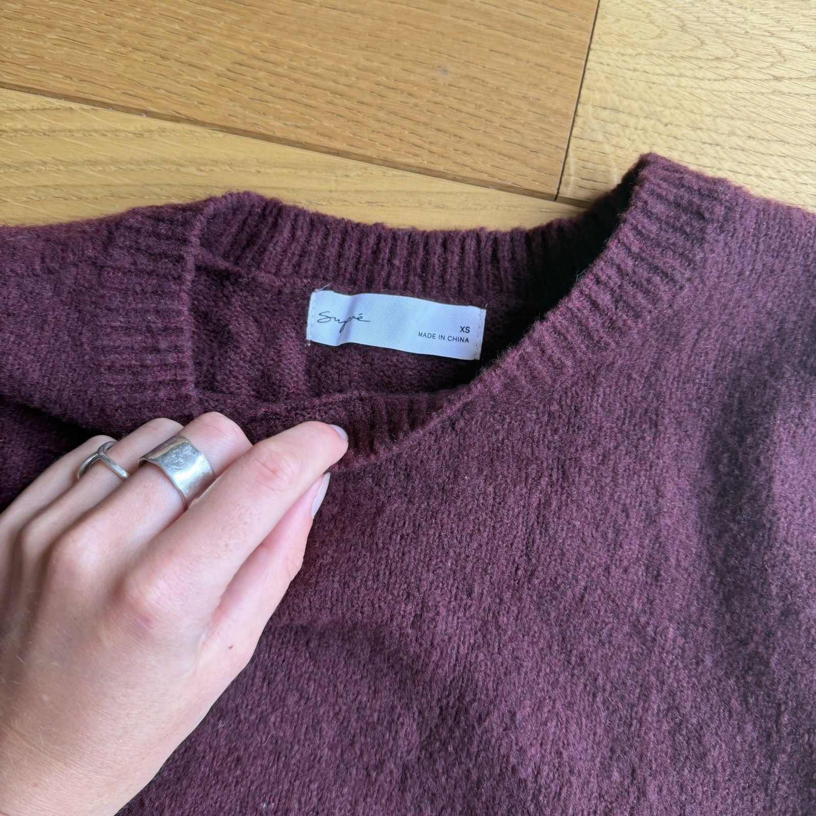 SUPRE RED BURGANDY KNITTED LONG SLEEVE PULLOVER SWEATER JUMPER KNIT Size XS