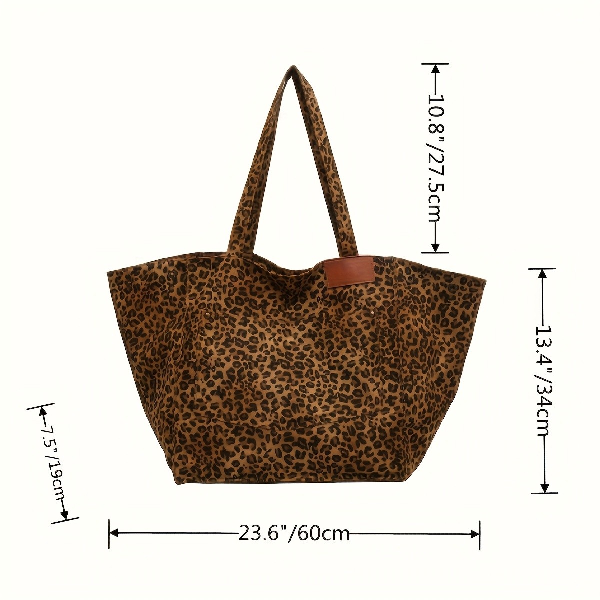 Leopard Print Tote Bag – Large Capacity Nylon Shoulder Bag Open Top Design