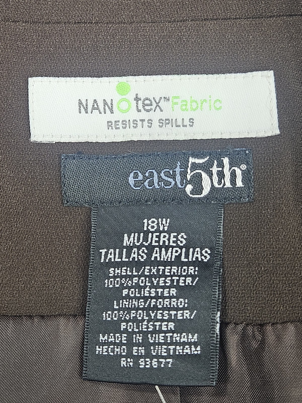 East 5th Womens Plus Size 18W Brown Blazer Nanotex Spill Resistant Fabric