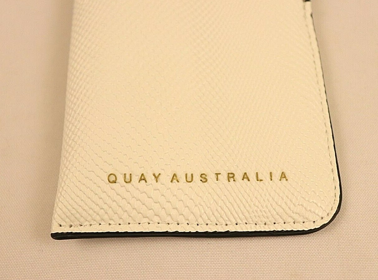 Quay Australia Sunglasses Case Limited Edition White Faux Snakeskin Zipper
