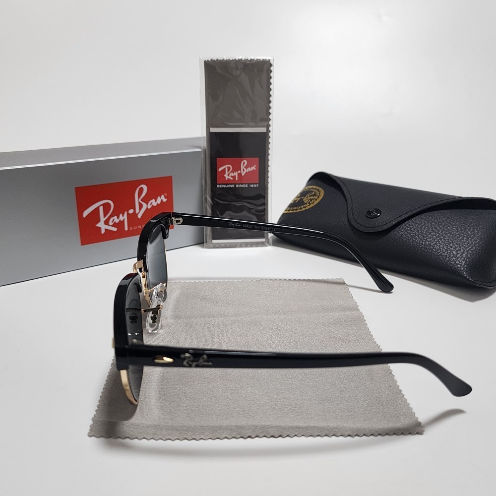 Ray-Ban RB3016 Sunglasses Clubmaster Classic Black Frame Glass Gray Lens 51-21mm