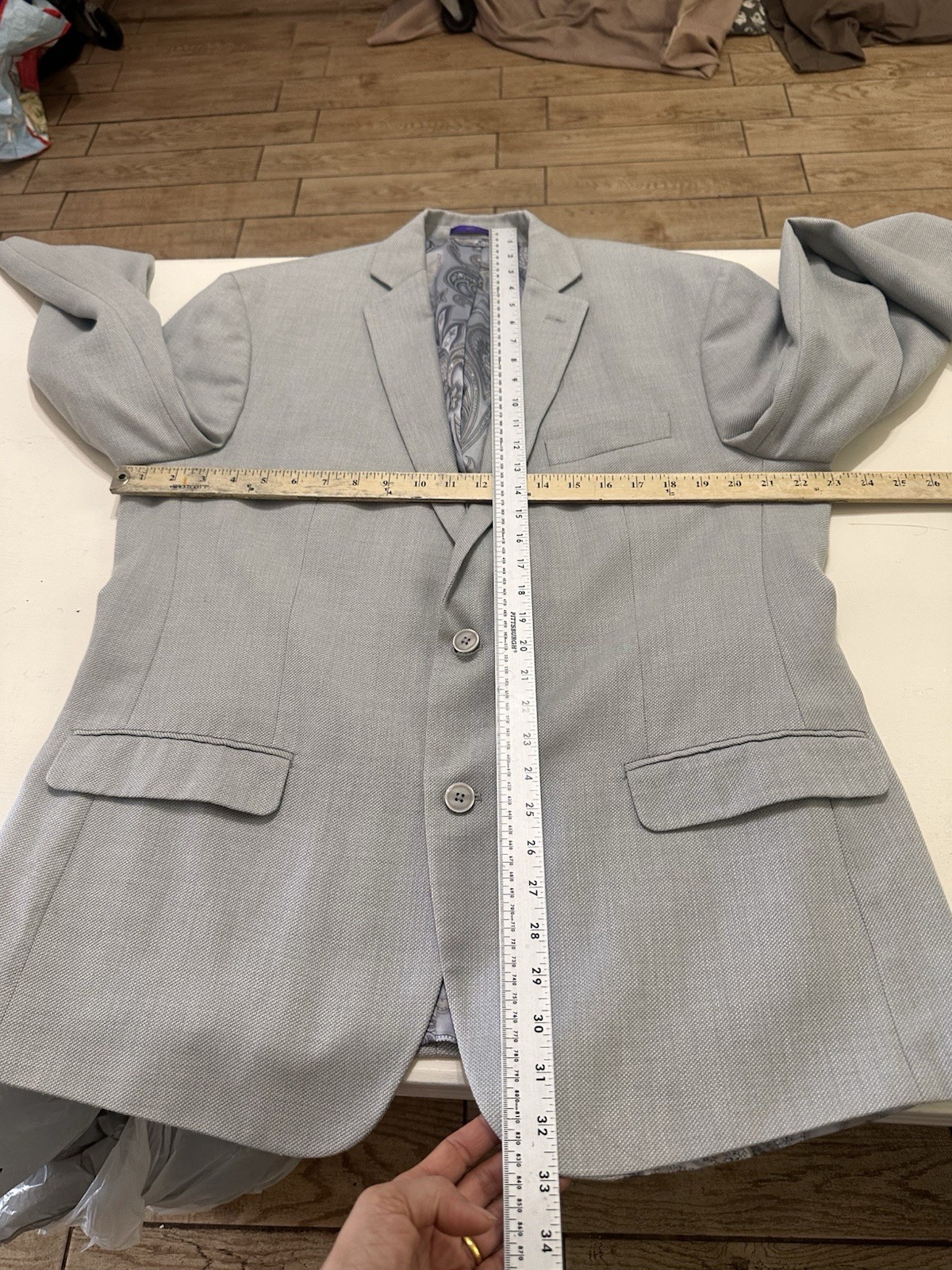 Men’s Tallia Polyester Blend Two Button Light Gray Sport Coat Size XL
