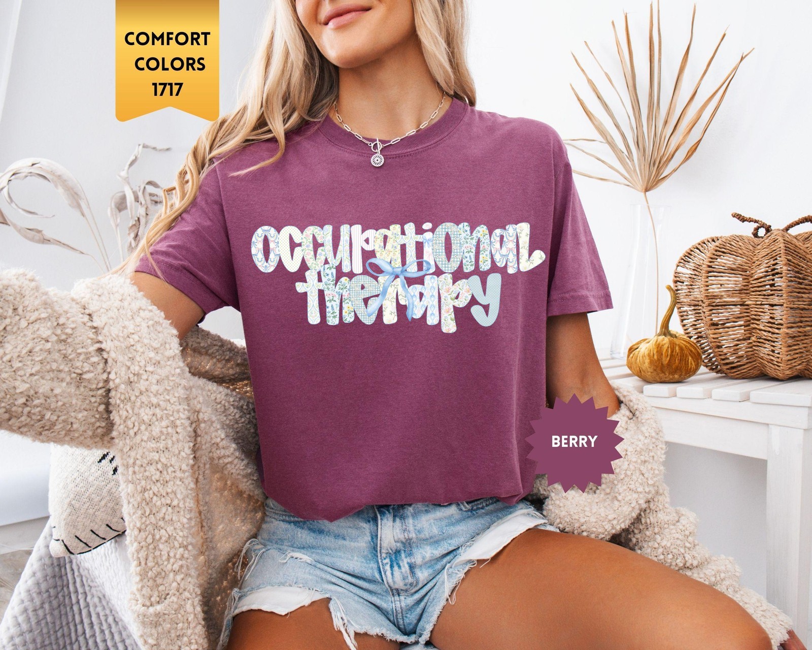 Comfort Colors Occupational Therapy Shirt, Coquette Bow OT Tshirt, Floral Occup