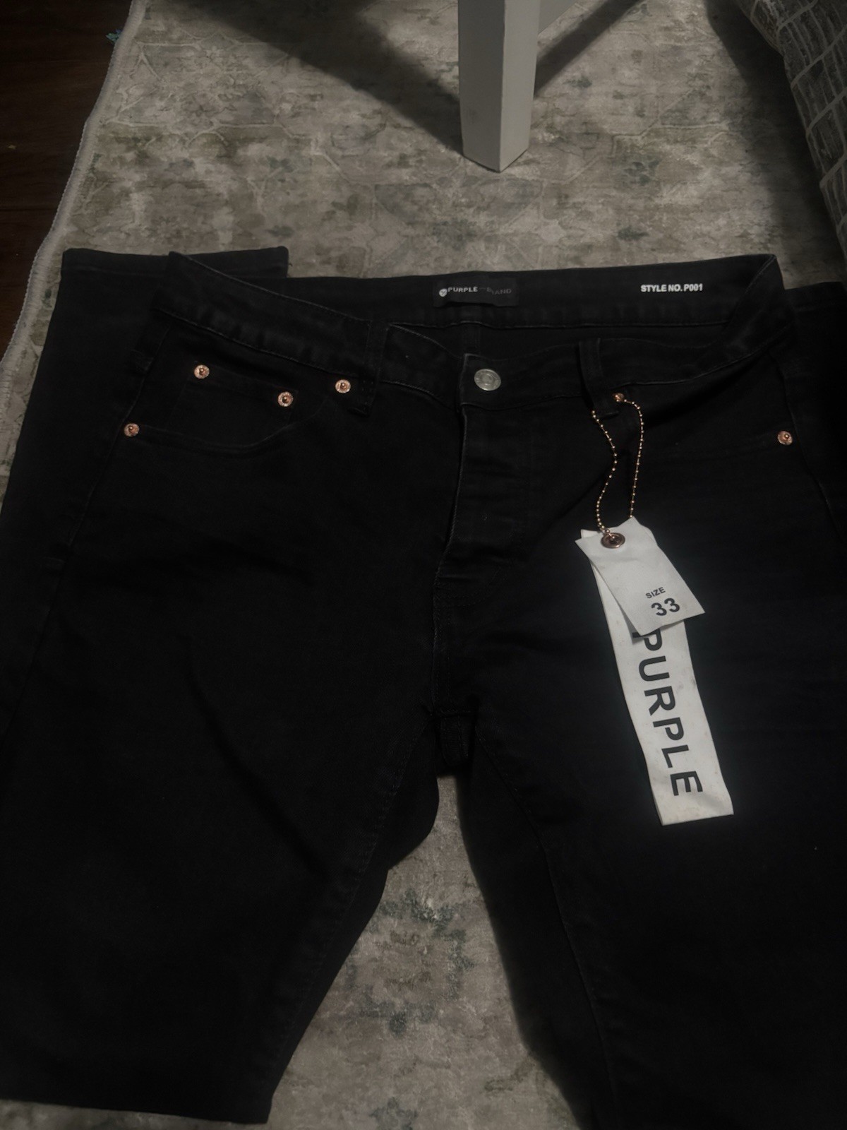 Purple Brand Men’s Black Slim Fit Low Rise Jeans Button Fly Solid Size 30