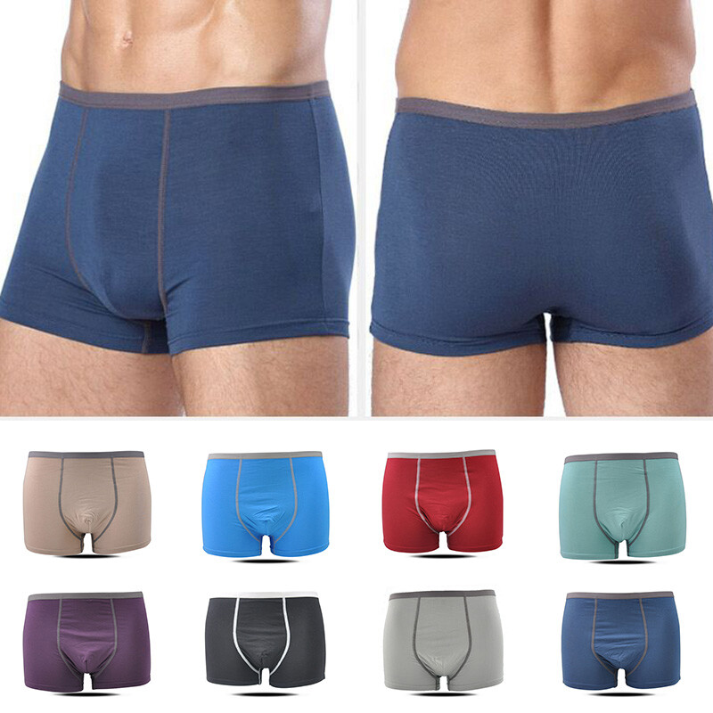 Men’s Ice Silk Seamless Boxer Briefs Pouch Underwear Shorts Trunks Underpants