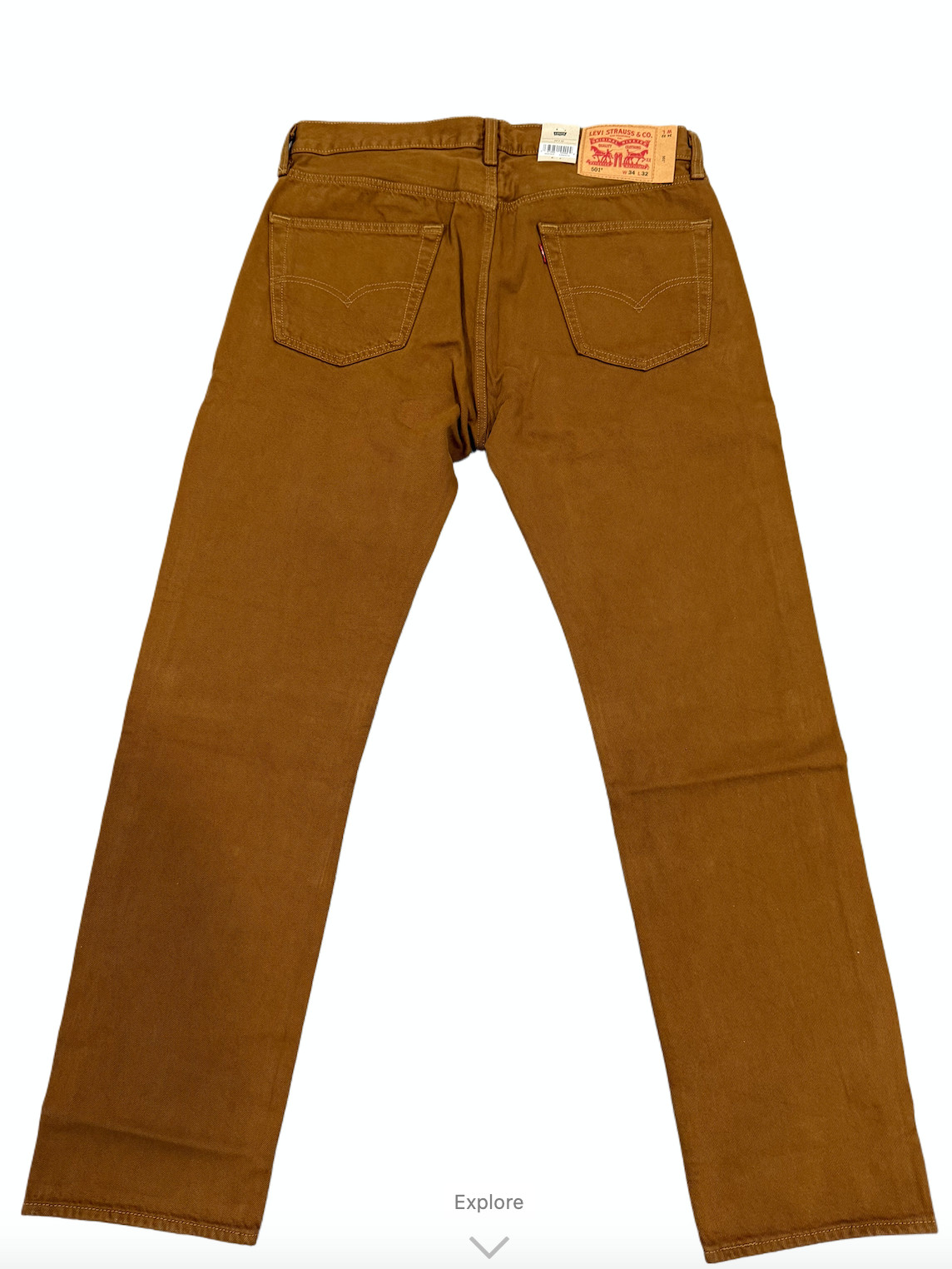 Levis 501 Jeans New Mens Original Button Fly Color Mustard Brown 005013549