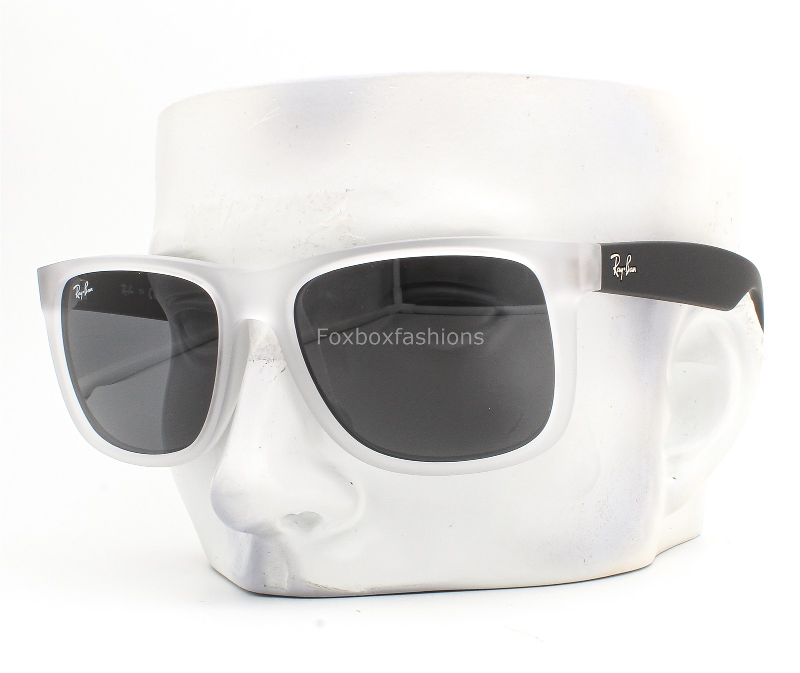 Ray-Ban Justin Sunglasses RB4165 6512/87 Matte Clear Black Rubber 50mm SMALL