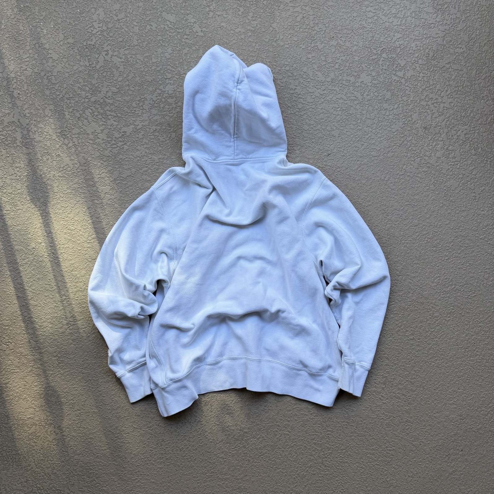 Champion Reverse Weave Men’s White Fleece Pullover Hoodie XL Embroidered Logo