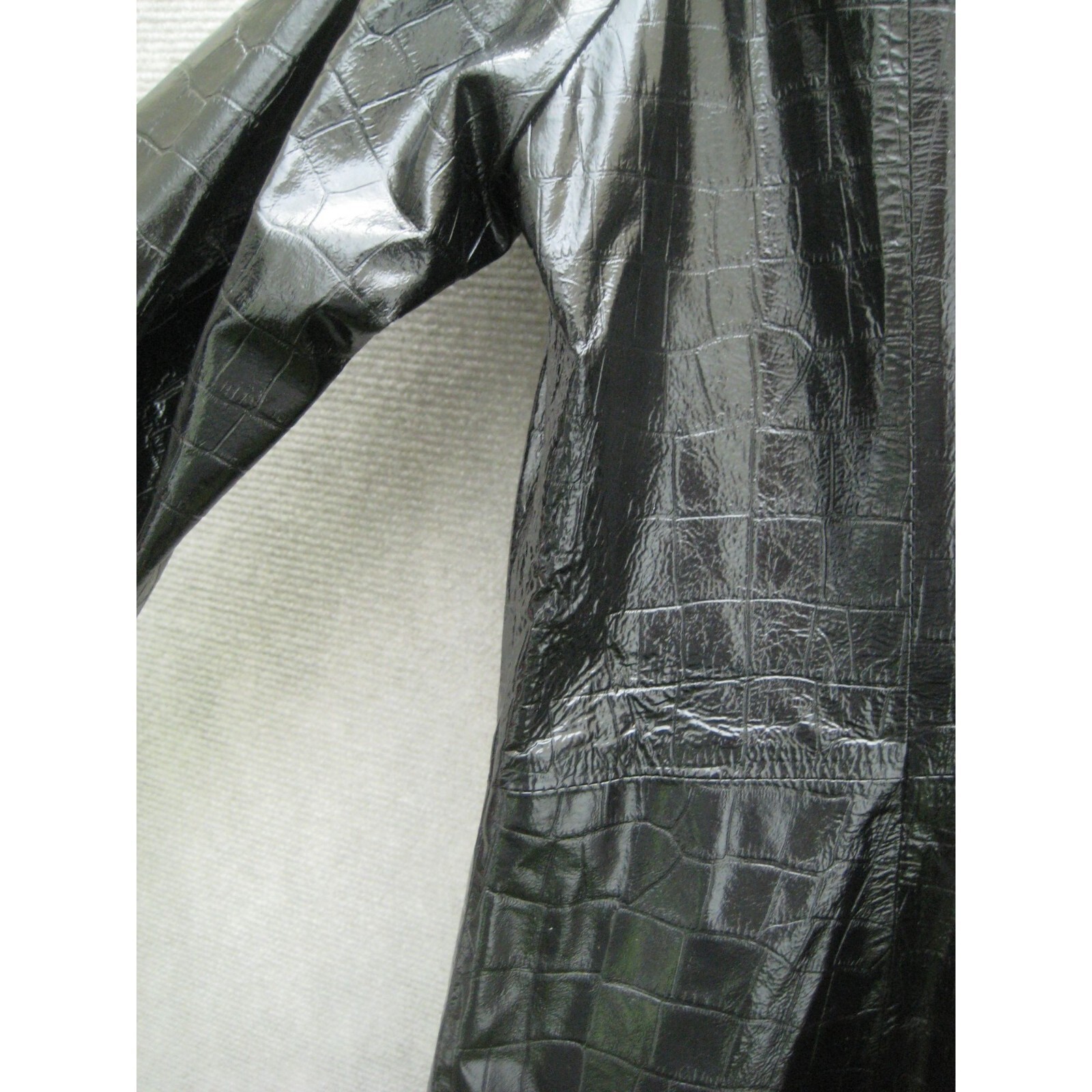 Newport News Jacket Leather Lined Size 12 Black Animal Print Long