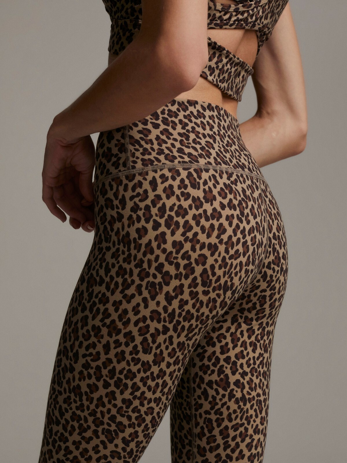Varley Leggings Legging Century Coffee Cheeta Brown Animal Print Wick LARGE L NW