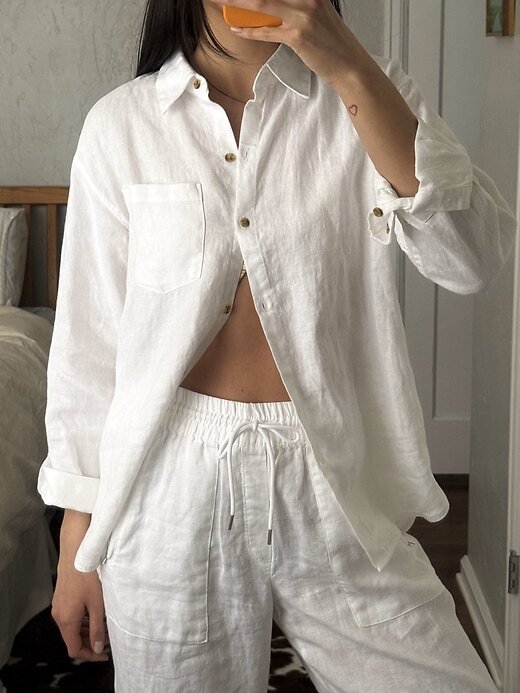 Athleta S Small Retreat Linen Top Calla Lily NWT! #850931 New Season