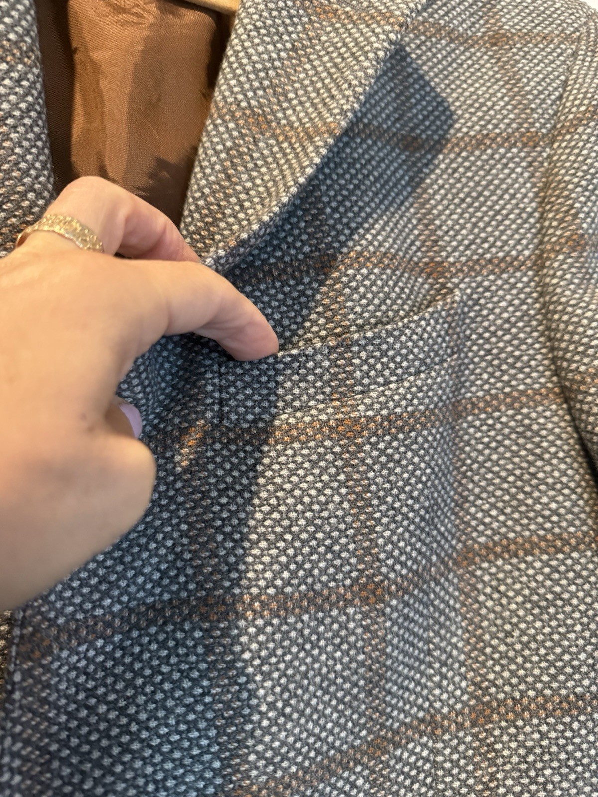 Strellson Mens Brown Herringbone Wool Blend Jacket Blazer Sport Coat Sz 48 Slim