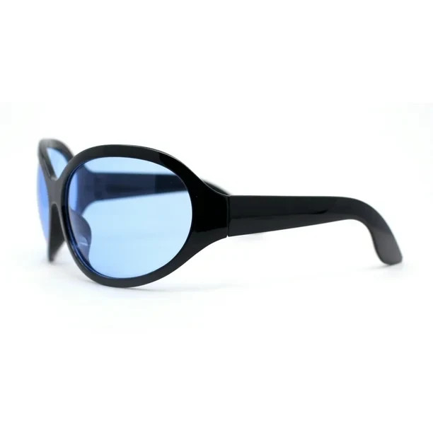 Oversized Sunglasses Blue Yellow Red Purple Lens Black Frame Wrap Around Outdoor