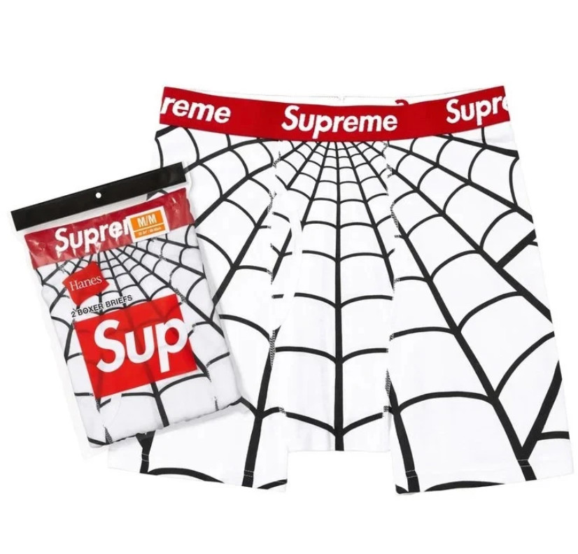 Supreme Hanes Spider-Man Boxer Briefs White Black Red 2 Pairs Per Pack-Brand New