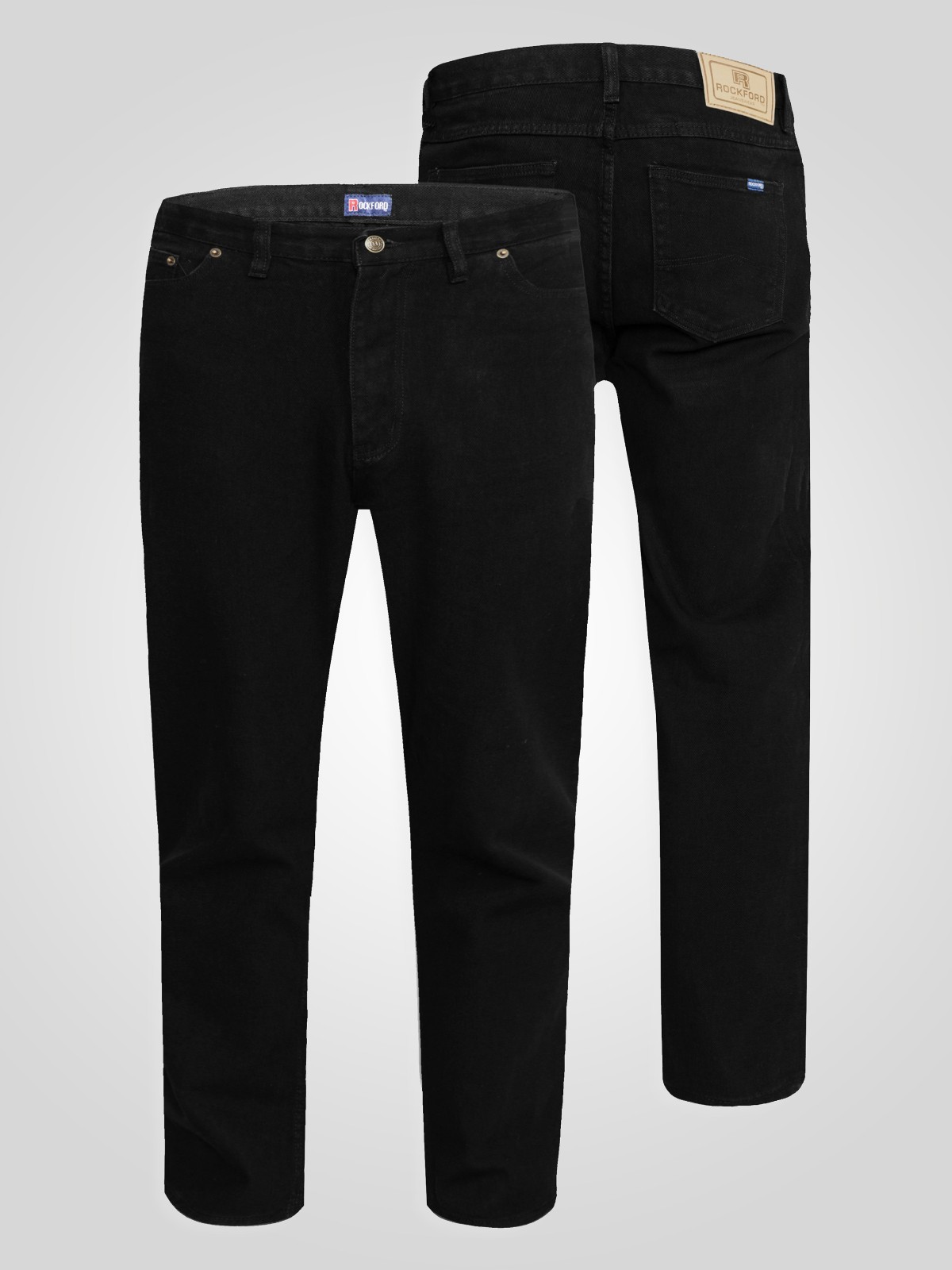 Rockford Mens Black Denim Jeans Comfort Fit 30″ 32″ 34″ 36″ 38″ 40″ (RJ320)