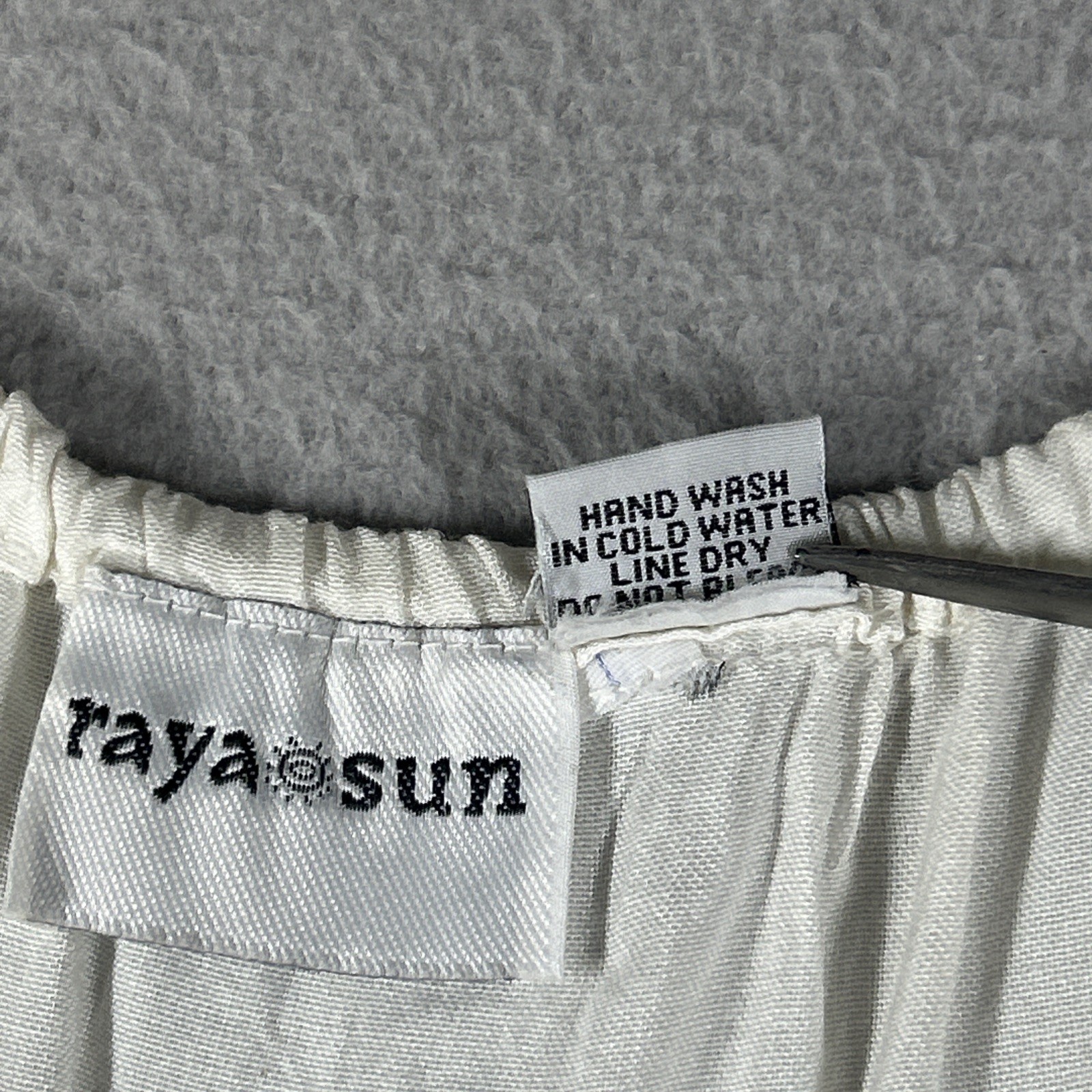 Raya Sun Women’s Size L Boho Embroidered Sundress Lace Trim Hand Wash Beige 38”